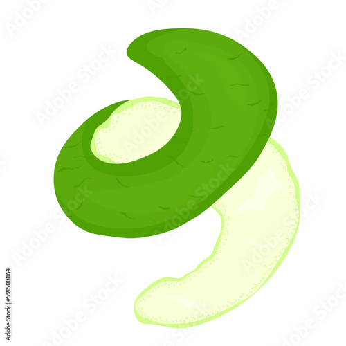 peel bergamot. Vector stock illustration. Lime, a juicy tropical sour fruit. Green citrus. The fragrance is fresh. Isolated on a white background.