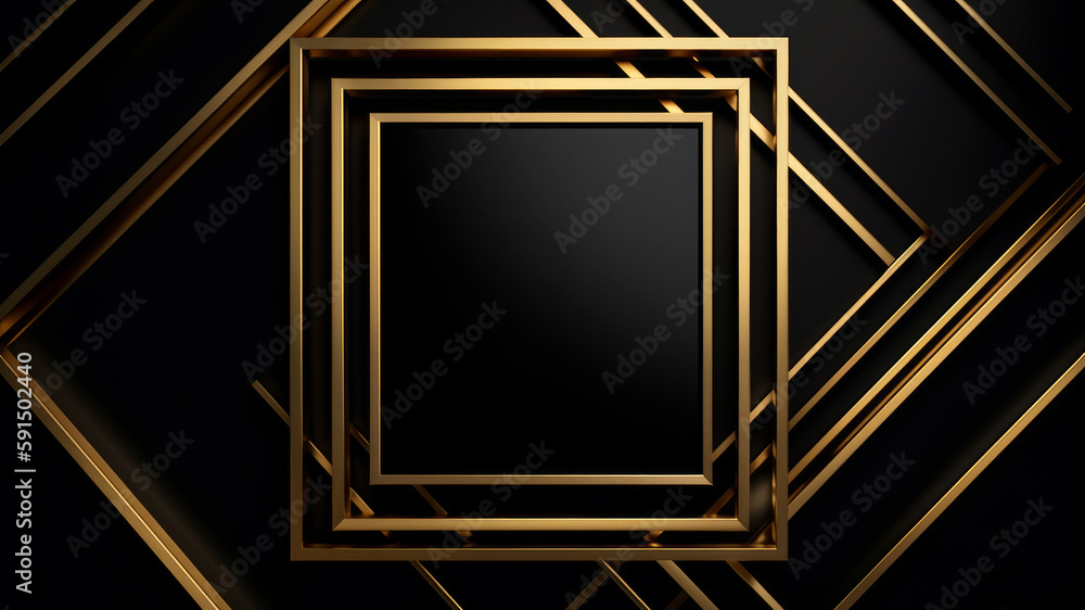 Golden Frame Background Mockup. Generative AI Golden Frame Background Mockup. Generative AI