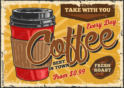 Coffee break vintage flyer colorful