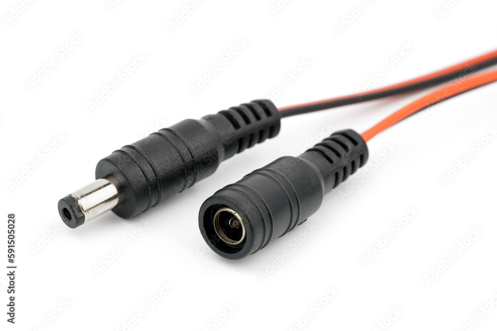 dc power cable. DC adapter plug isolated on white. dc power cable. DC adapter plug isolated on white.