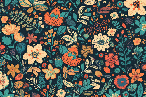 seamless pattern with flowers  generative ai