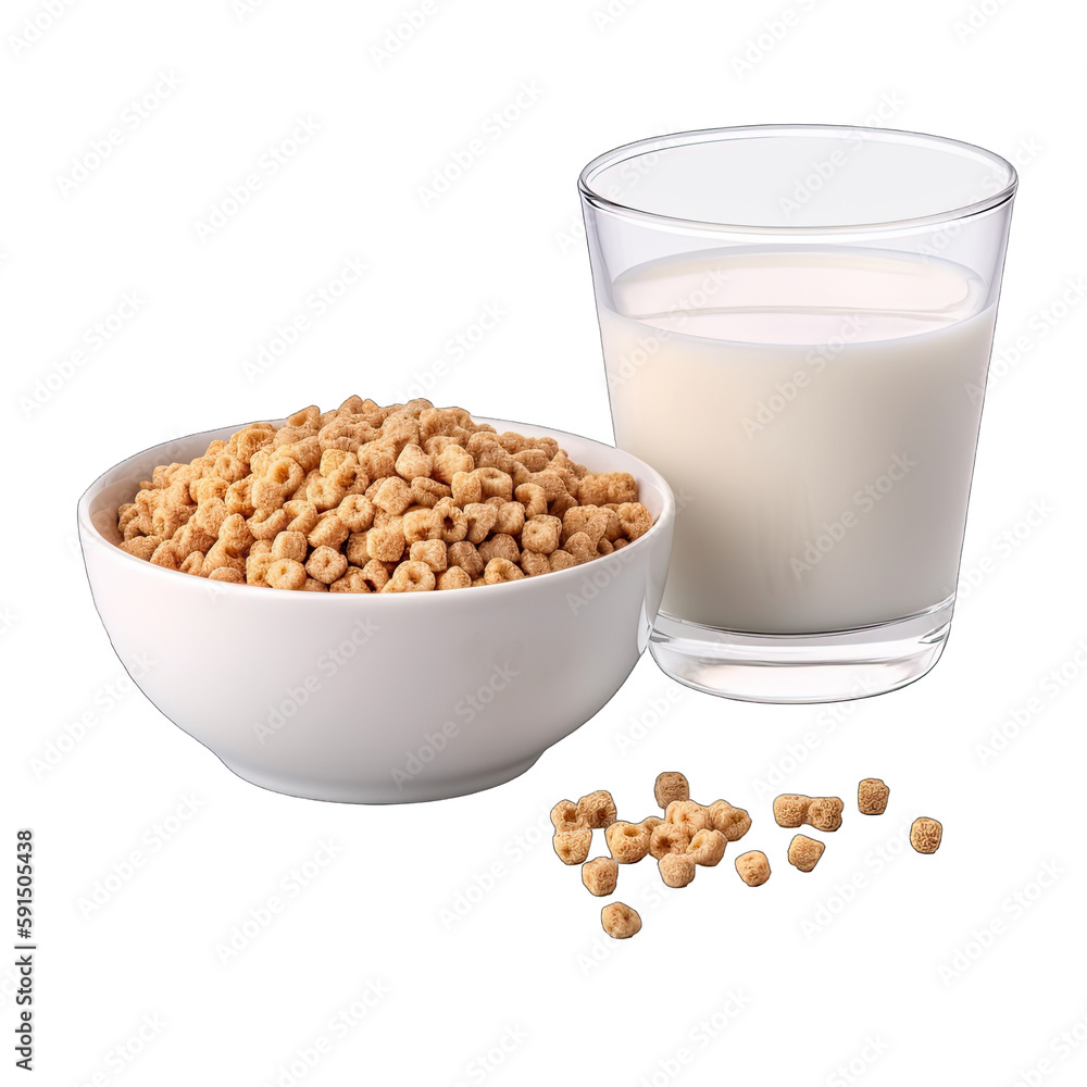 bowl of cereal and glass of milk bowl of cereal and glass of milk