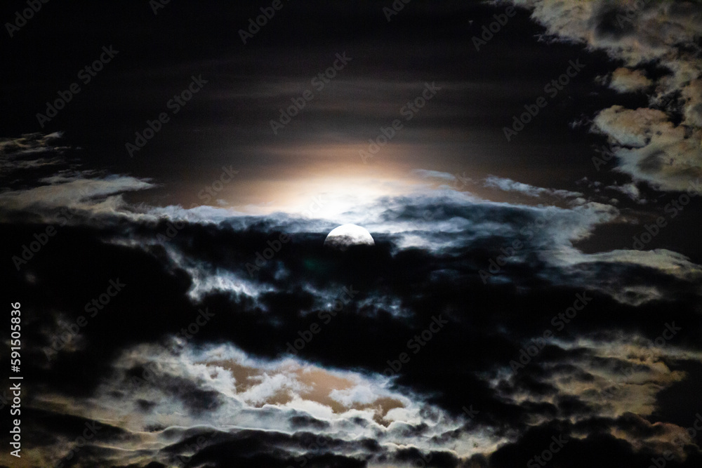 Full moon with clouds, Paschal Full Moon in April, 2023 Full moon with clouds, Paschal Full Moon in April, 2023