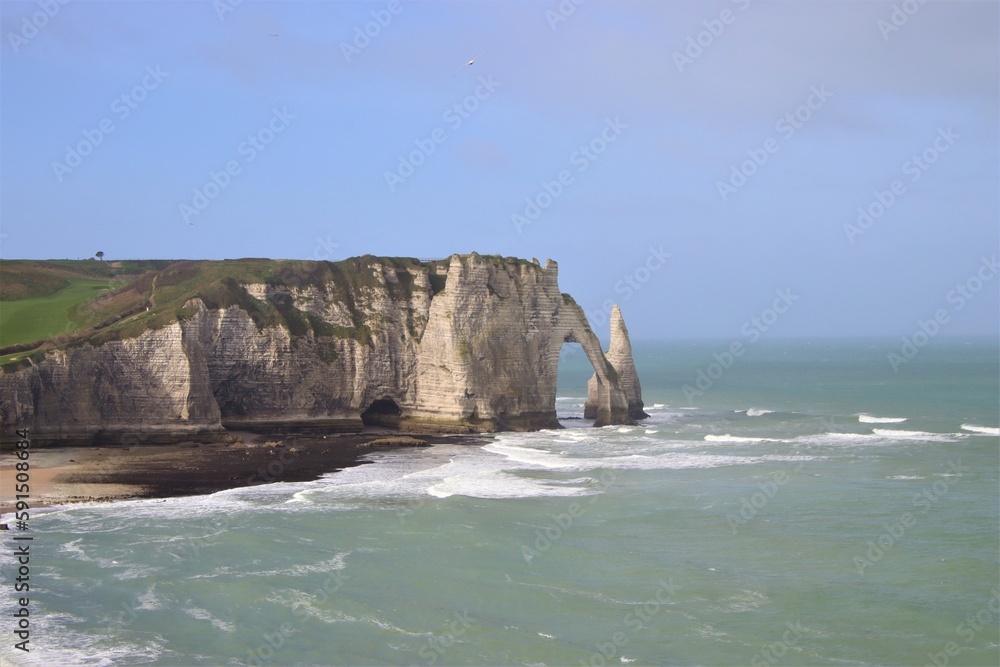 famous rock formation coastline with clouds 
