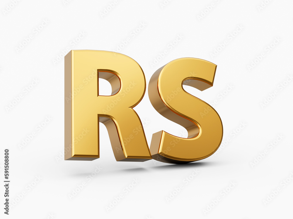 3d Golden Shiny Pakistani Rupee Currency Symbol Rs Isolated On White Background, 3d illustration 3d Golden Shiny Pakistani Rupee Currency Symbol Rs Isolated On White Background, 3d illustration