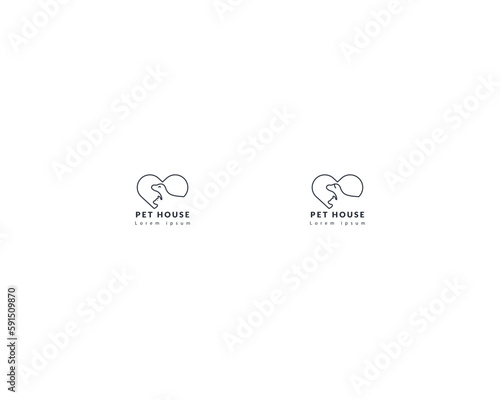 Dog and cat logo design template vector, line of pet logo design suitable for pet shop, store, cafe, business, hotel, veterinary clinic, Domestic animals vector illustration logotype, sign and symbol.