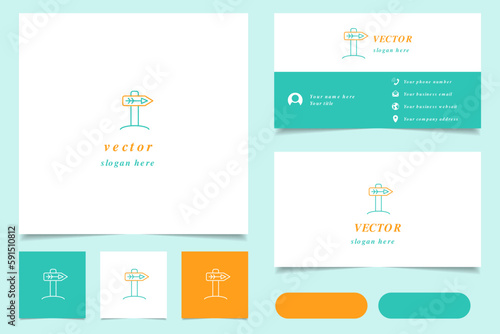 Vector logo design with editable slogan. Branding book and business card template.