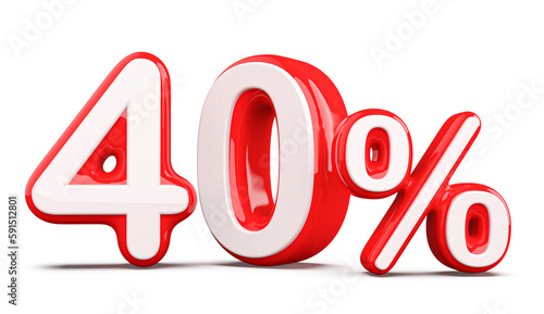Discount 40 Percent Red Number 3d