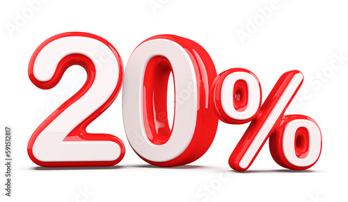 Discount 20 Percent Red Number 3d