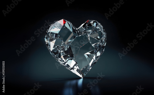 heart shaped diamond on a dark gradient background. generative ai.