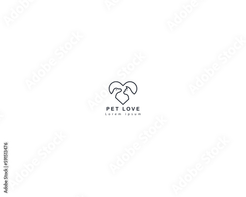 Dog and cat logo design template vector, line of pet logo design suitable for pet shop, store, cafe, business, hotel, veterinary clinic, Domestic animals vector illustration logotype, sign, symbol.