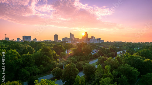 Downtown Raleigh, North Carolina at sunrise.