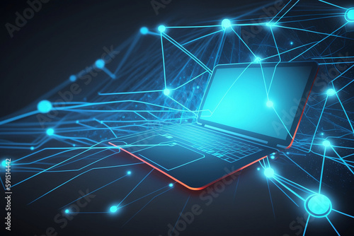 Interconnectivity laptop in abstract web environment
