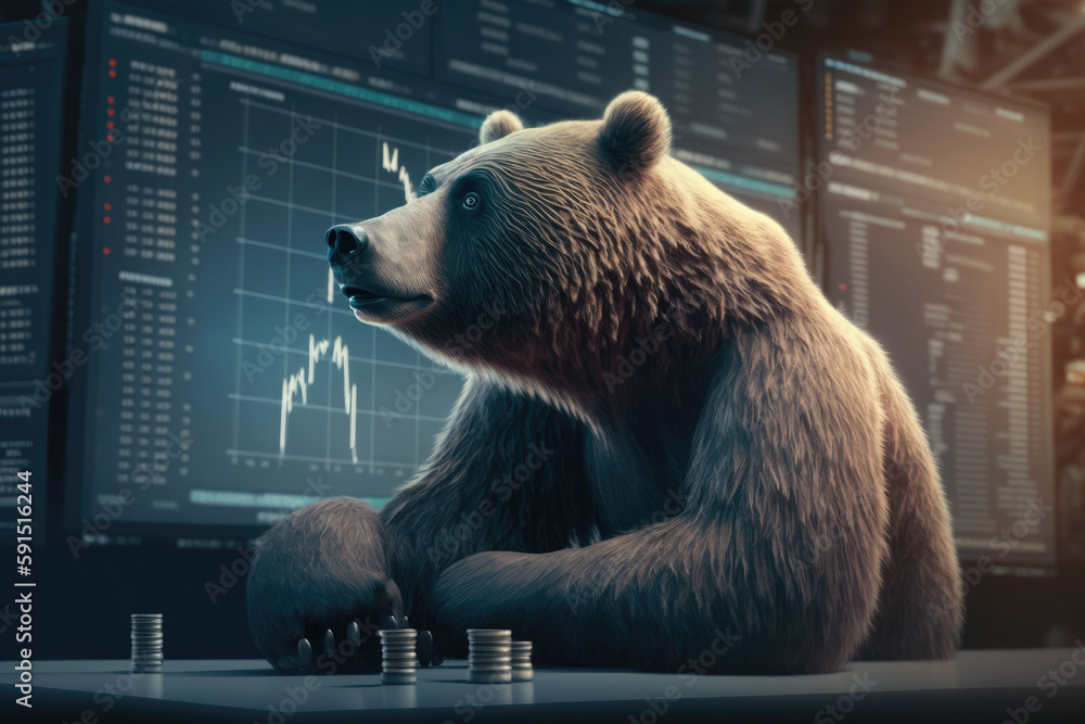 Stock market bear market trading graph. Financial concept market place