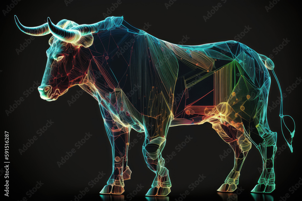 Obraz premium Stock market bull market trading graph. Financial concept market place stock exchange, generative AI