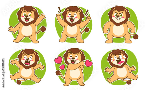 lion cartoon expression stickers pack