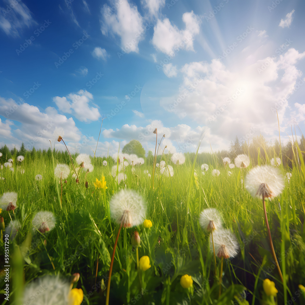 dandelions in field