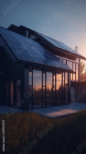 Solarenergie, erneuerbare Energien, Solarplatten auf einem Hausdach