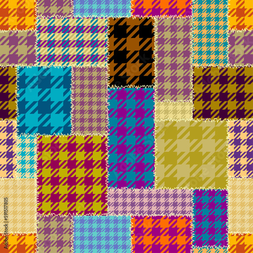 Geometric abstract pattern. Textile patchwork plaid style. Seamless vector pattern.