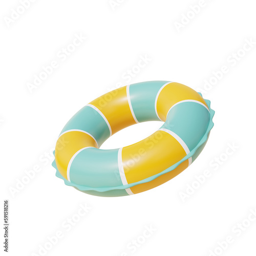 Photographie 3d inflatable ring, Summer tropical sand beach on a sunny day