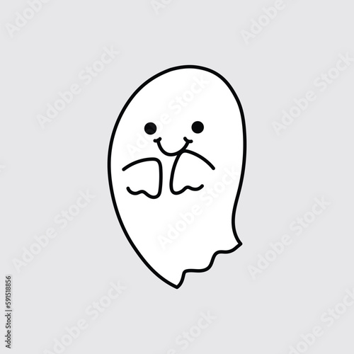 Ghost line icon, outline vector sign, linear style pictogram isolated on grey. Halloween symbol. Spooky logo.