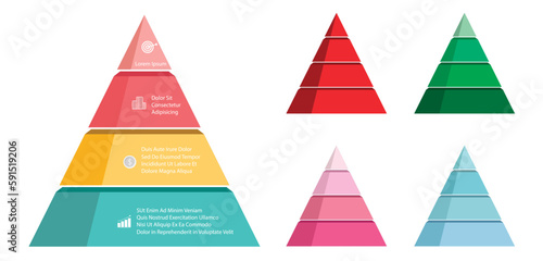 Business and Marketing Concepts, Vector Set of Steps of Pyramid Diagram Infographics Background or Template Diagram with Copy Space for Add Content.