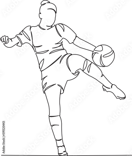 girl soccer player hits the ball