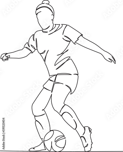 girl soccer player with the ball passes