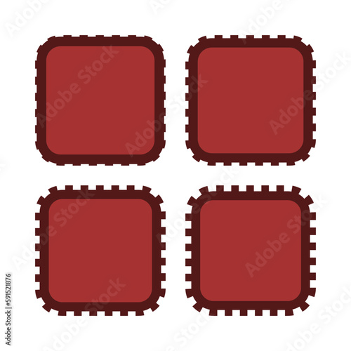 Notch Edge Red Rounded Square Shapes