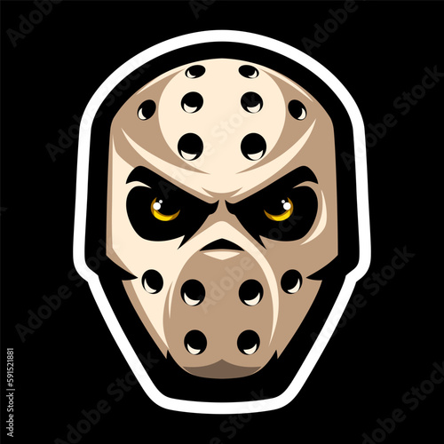 Hockey mask icon in flat style. Goalkeeper helmet. Goalie logo. Sports equipment. Sport games.