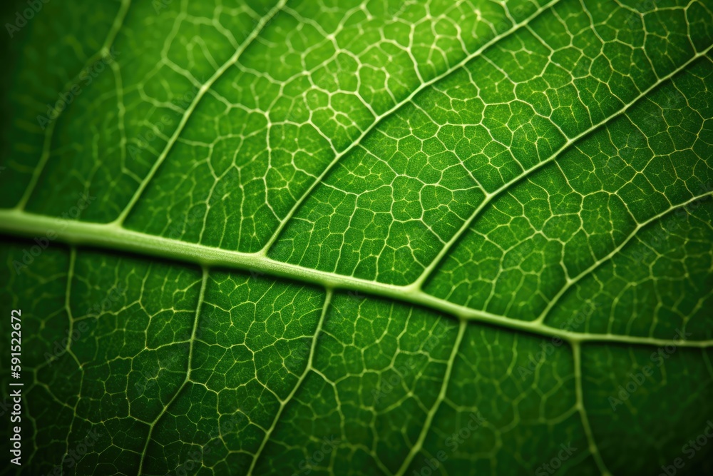 Illustration of a Close-Up View of a Green Leaf with Detailed Veins and Texture, Generative AI Illustration of a Close-Up View of a Green Leaf with Detailed Veins and Texture, Generative AI
