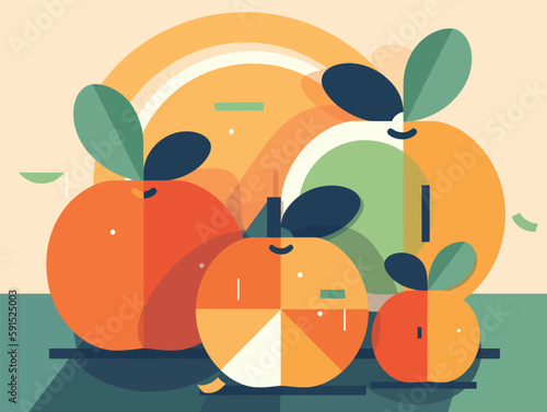 Fruity Delights  Organic and Simple Vector Icons of Oranges and Apples 