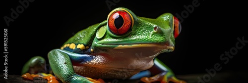 Red eyed tree frog closeup  generative AI
