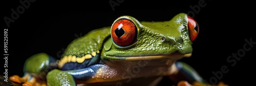 Red eyed tree frog closeup, generative AI