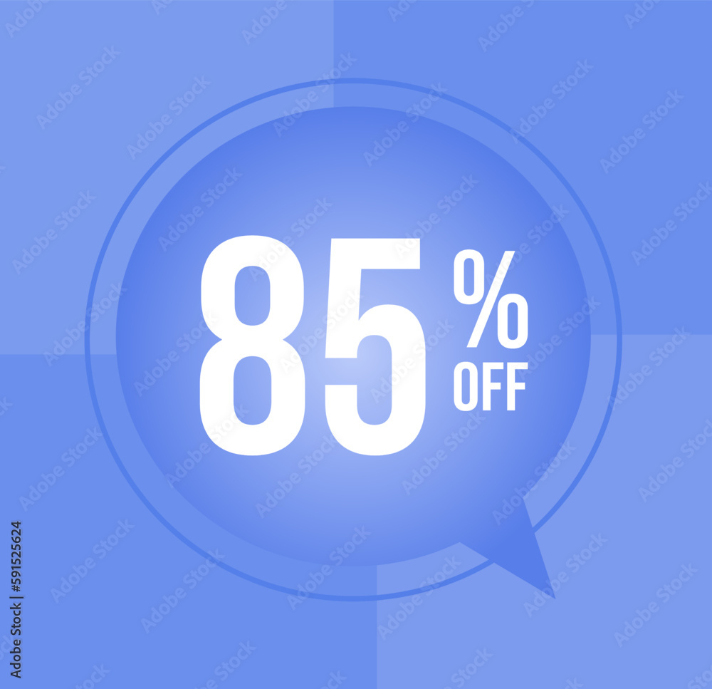 85 percent off Discount for big sales with ballon on blue background 85 percent off Discount for big sales with ballon on blue background