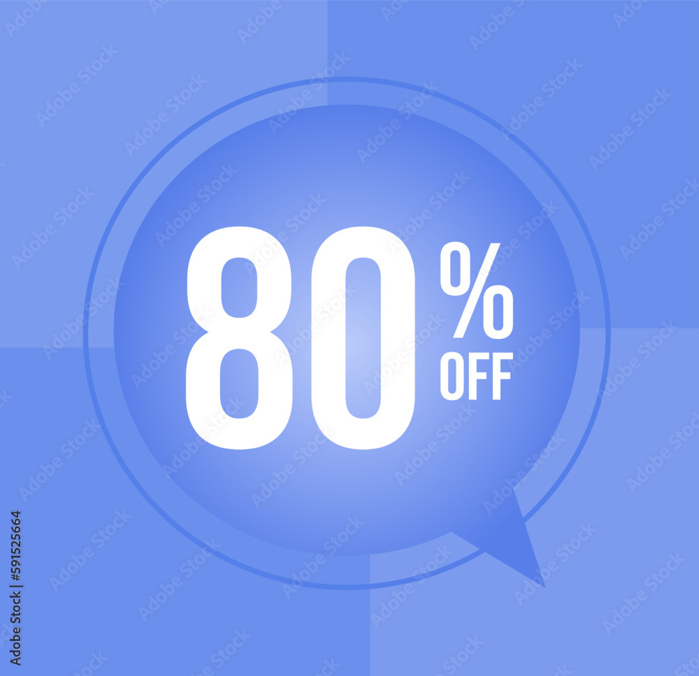 80 percent off Discount for big sales with ballon on blue background 80 percent off Discount for big sales with ballon on blue background