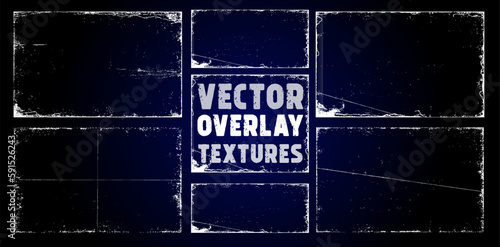 The effect of an old wall with scratches and damage. Collection of textures overlay on the background. Different paint textures with splay effect and drop ink splashes. Stamp overlay. Vector set