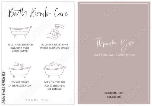 Bath bomb care card instruction