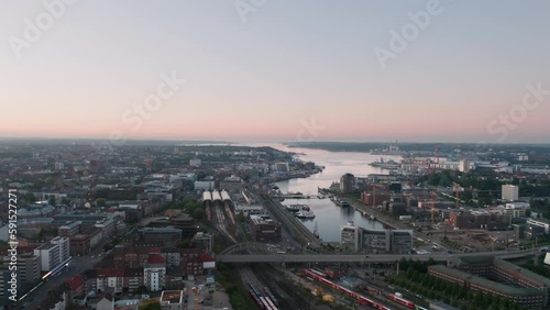 Wallpaper Mural Summer evening skyline panorama of Kiel, Schleswig-Holstein, Germany, at sunset  Torontodigital.ca