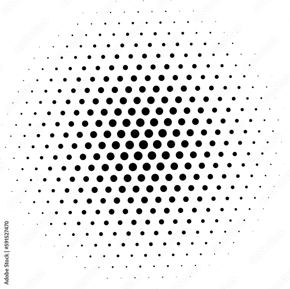 Halftone dots design . Isolated vector dotted gradient circle