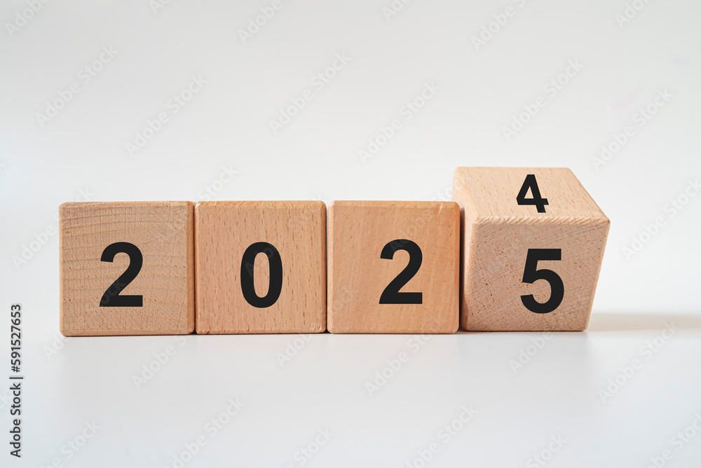 From 2025 to 2025. Merry Christmas and Happy New Year, White background