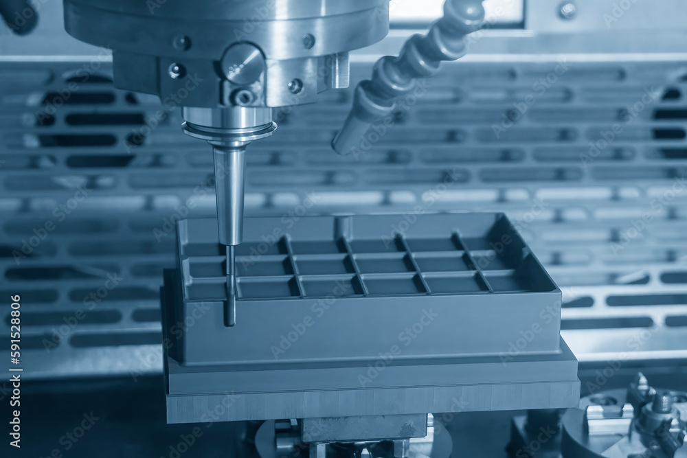 The CNC milling machine rough cutting the graphite electrode parts with solid ball end mill. The CNC milling machine rough cutting the graphite electrode parts with solid ball end mill.