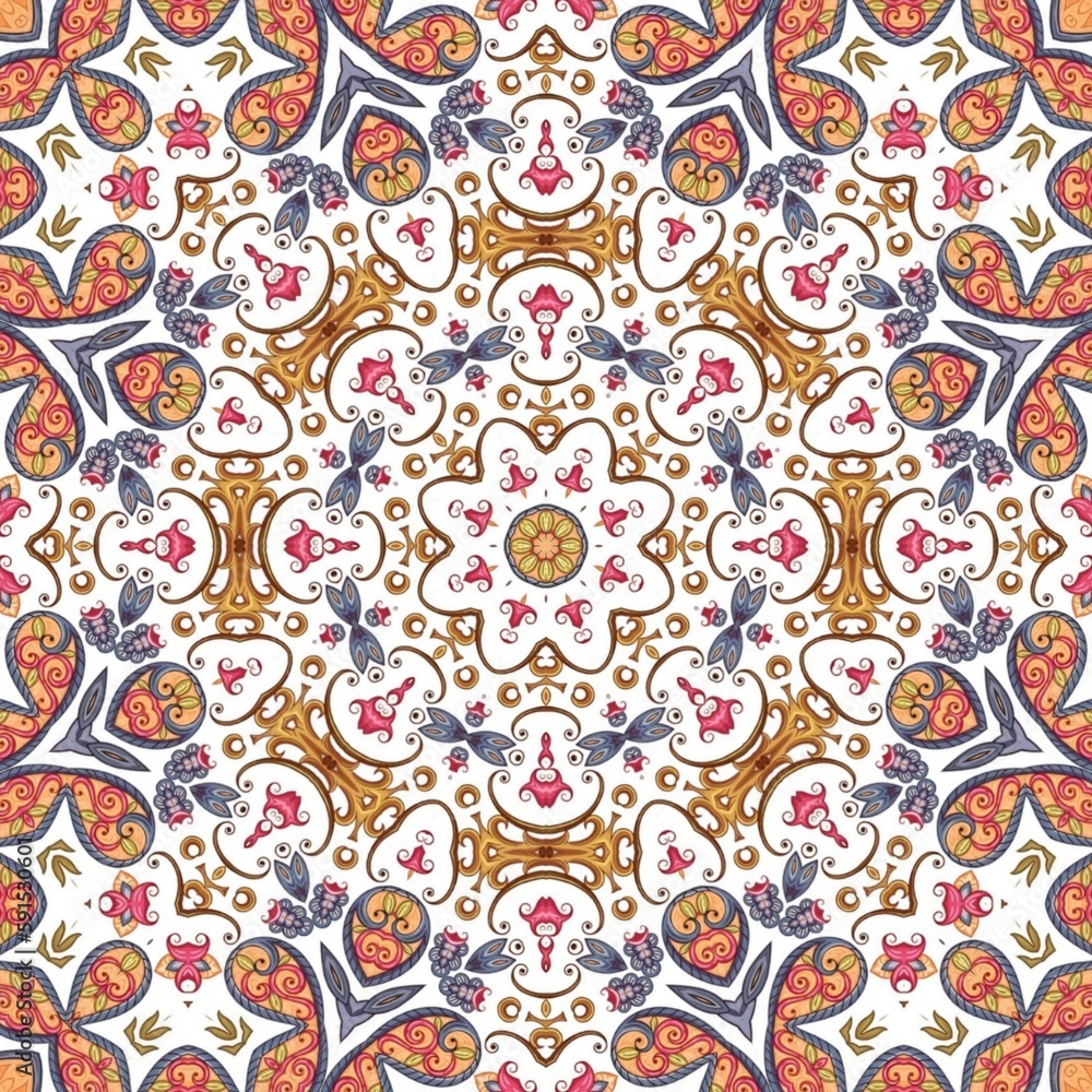 Abstract Pattern Mandala Flowers Art Colorful Orange Brown 15