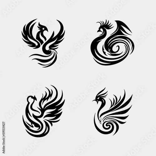 Phoenix logo flying bird design vector idea