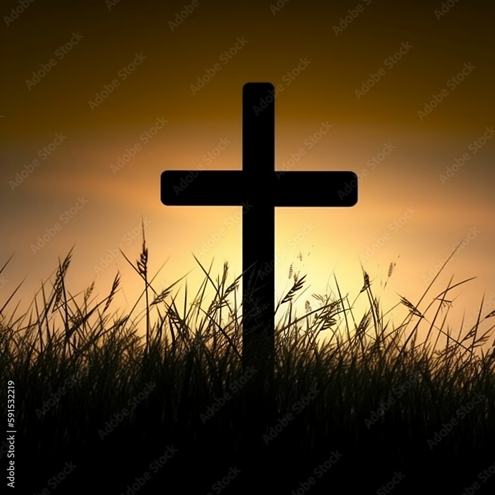 a cross stands in a field at sunset time, in the style of dark yellow and dark emerald, realistic yet ethereal, bunnycore, matte background, vibrant use of light and shadow, religion symbolism a cross stands in a field at sunset time, in the style of dark yellow and dark emerald, realistic yet ethereal, bunnycore, matte background, vibrant use of light and shadow, religion symbolism