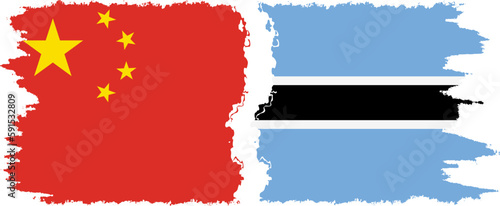 Botswana and China grunge flags connection vector