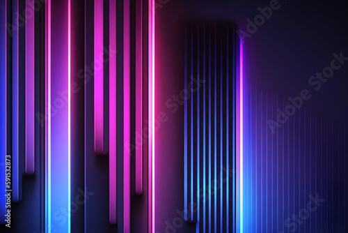 Pink and Blue Neon Line Backdrop Studio 3D Geometric Line Shapes