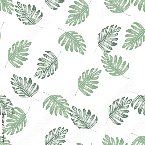 Abstract exotic plant seamless pattern. Botanical leaf wallpaper. Tropical pattern, palm leaves floral background.