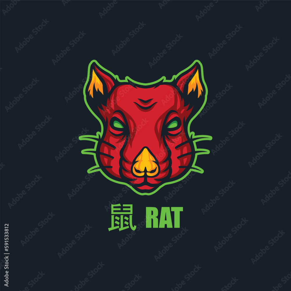 Fototapeta premium Rat chinese zodiac logo for mascot or emblems