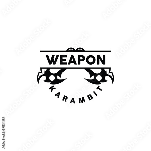 Weapon Logo, Traditional Weapon Karambit Vector, Ninja Fighting Tool Simple Design, Symbol Icon, Illustration